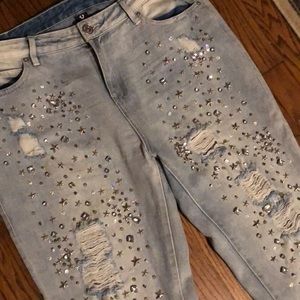 True religion cropped blue jeans